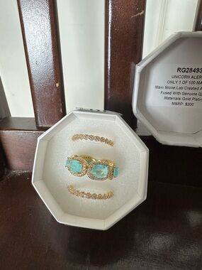 Bomb Party Resort Wear Ring Set with Aqua Blue Stones